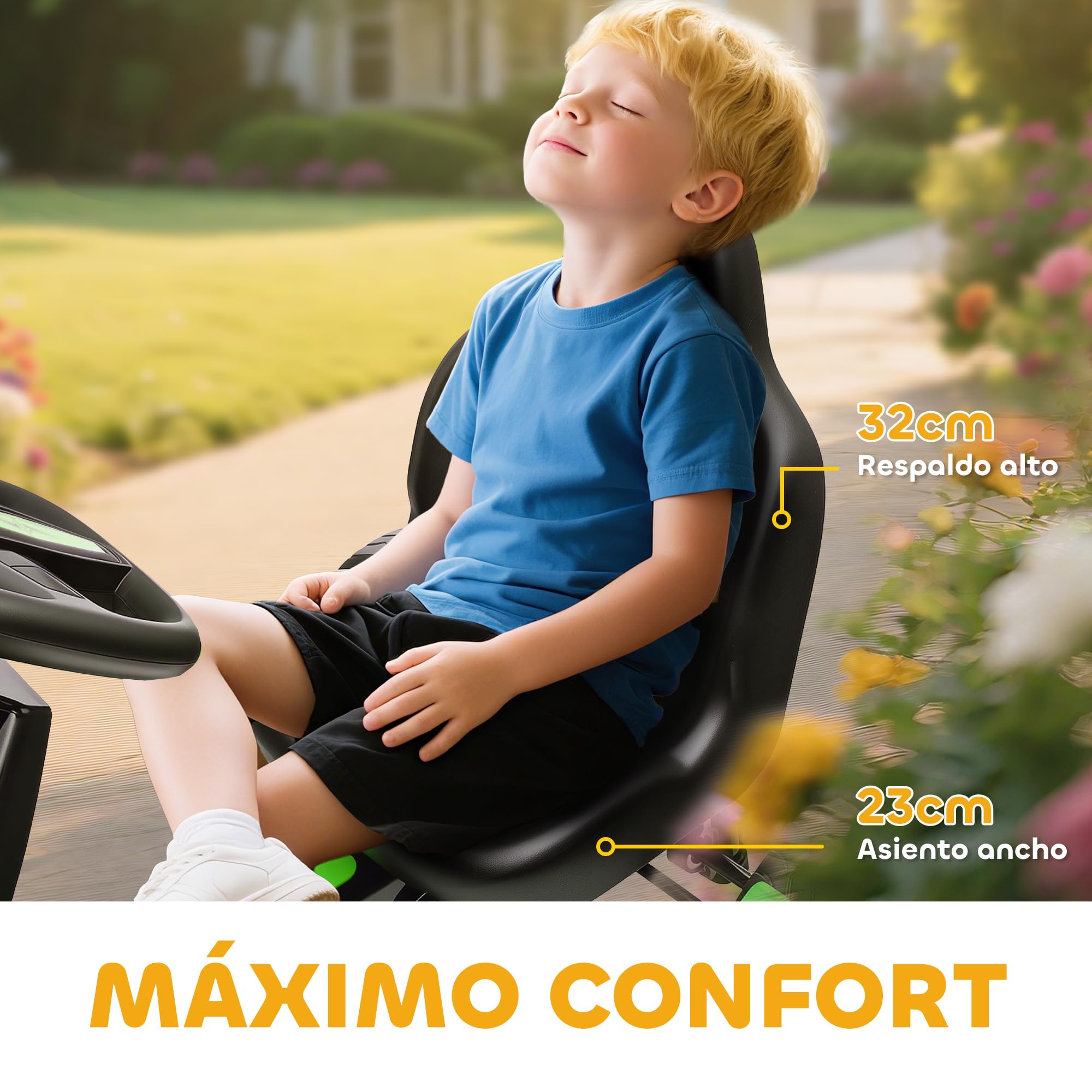 AIYAPLAY Kart Pedales para Niños de +3 Años Go Kart con Embrague Automático Freno Ruedas Antideslizantes de EVA y Marco Metálico Carga 50 kg Verde