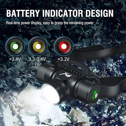Miniatura 4 de Linterna de buceo LED, faros de buceo superbrillantes de 2000 lúmenes, linterna recargable de natación con 5 modos, IPX8 impermeable subacuática,