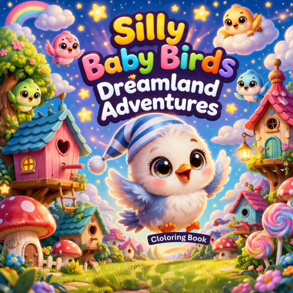 Silly Baby Birds Dreamland Adventures Coloring Book: Coloring Book for Kids Ages 3–8 | Cute Baby Birds, Easy Pages, Fun & Relaxing