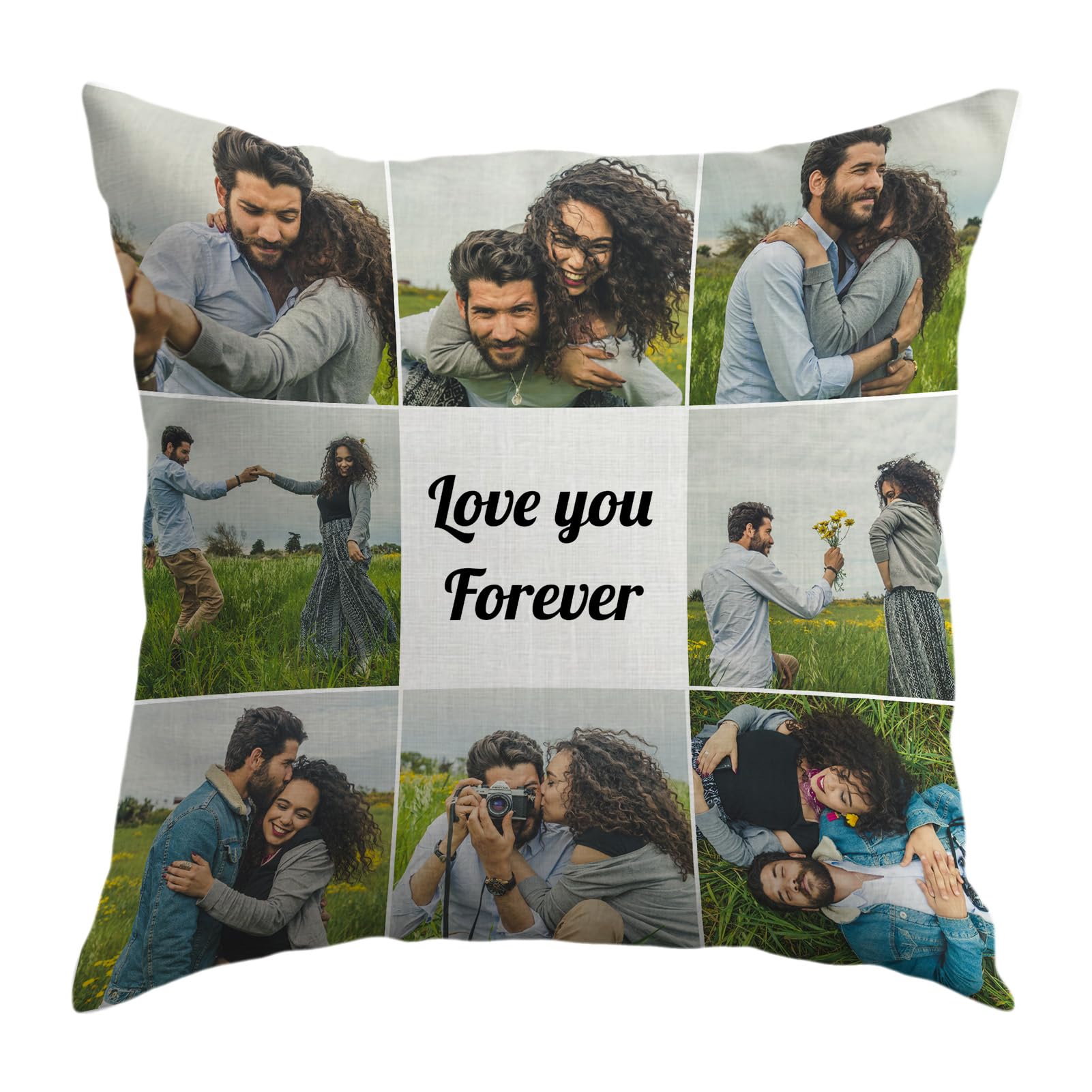RHMMDIYST Custom Photo Pillow | Personalised Soft Pillow Gift | Customised Photo Throw Pillowcase | Customize Your Own Pillow for Mum, Dad,Kid,Friend (8 PHOTO)