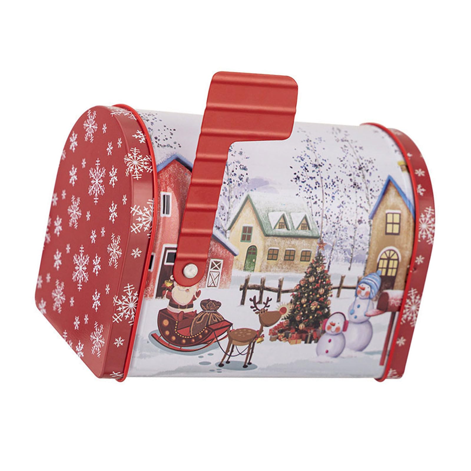 Tsophreniq Seasonal Cookie Tin Tinplate Mailbox Shaped Candy Holder Decorative Snacks Box Christmas Party Decoration Accessories Christmas Storage Container