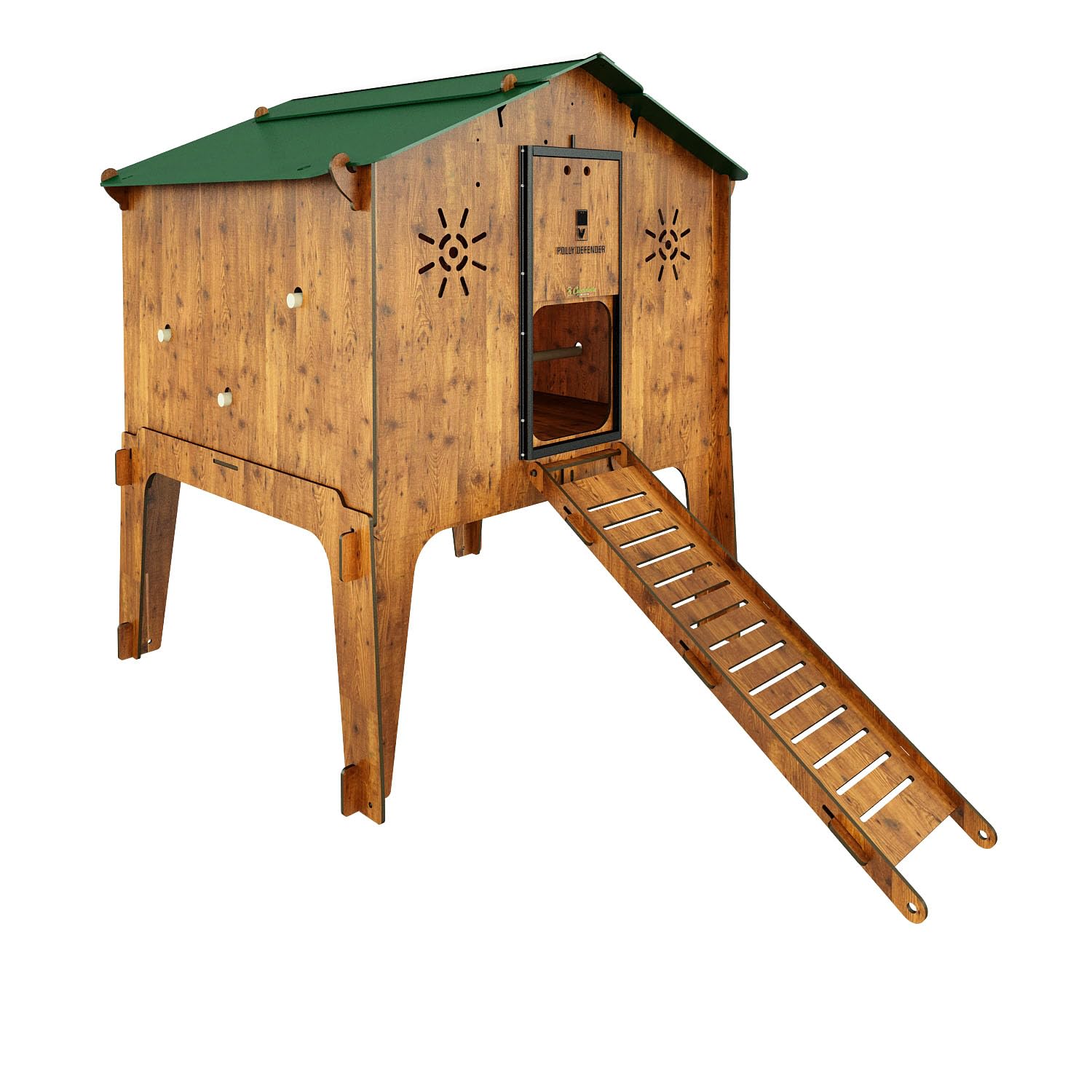 Gallinero levantado con Escalera para 8 10 gallinas Polly Duplex L con 2 Perchas 2 plazas Nido Exterior Puerta Segura Anti-depredador Fabricado en Resistente Laminado Anti ácaro Rojo