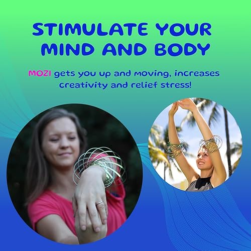 Vista 3 de Mozi Pulsera geométrica de flujo mágico – fácil de usar – Pulsera 3D de juguete en espiral, pulsera giratoria en espiral para niños y adultos