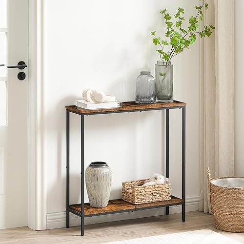 Miniatura 4 de HOOBRO Mesa consola estrecha de 29.5 pulgadas de largo, mesa de entrada pequeña de 8.7 pulgadas de profundidad, mesa de sofá detrás del sofá