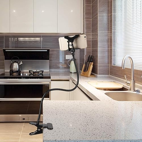 Miniatura 2 de Soporte universal para teléfono celular con cuello de cisne, soporte universal de metal de hierro para teléfono móvil con brazo de cuello de cisne