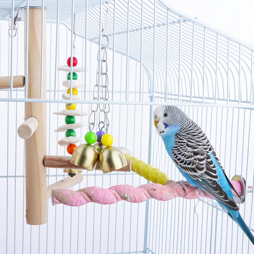 VTurboWay 2 Pack Pet Parrot Bell Toy Bird Chewing Toy Stainless Steel Hanging Bells for Bird Parrot Conure Cockatoo Macaw African Grey Amazon Budgie Parakeet Cockatiel Lovebird Finch Cage - image 2