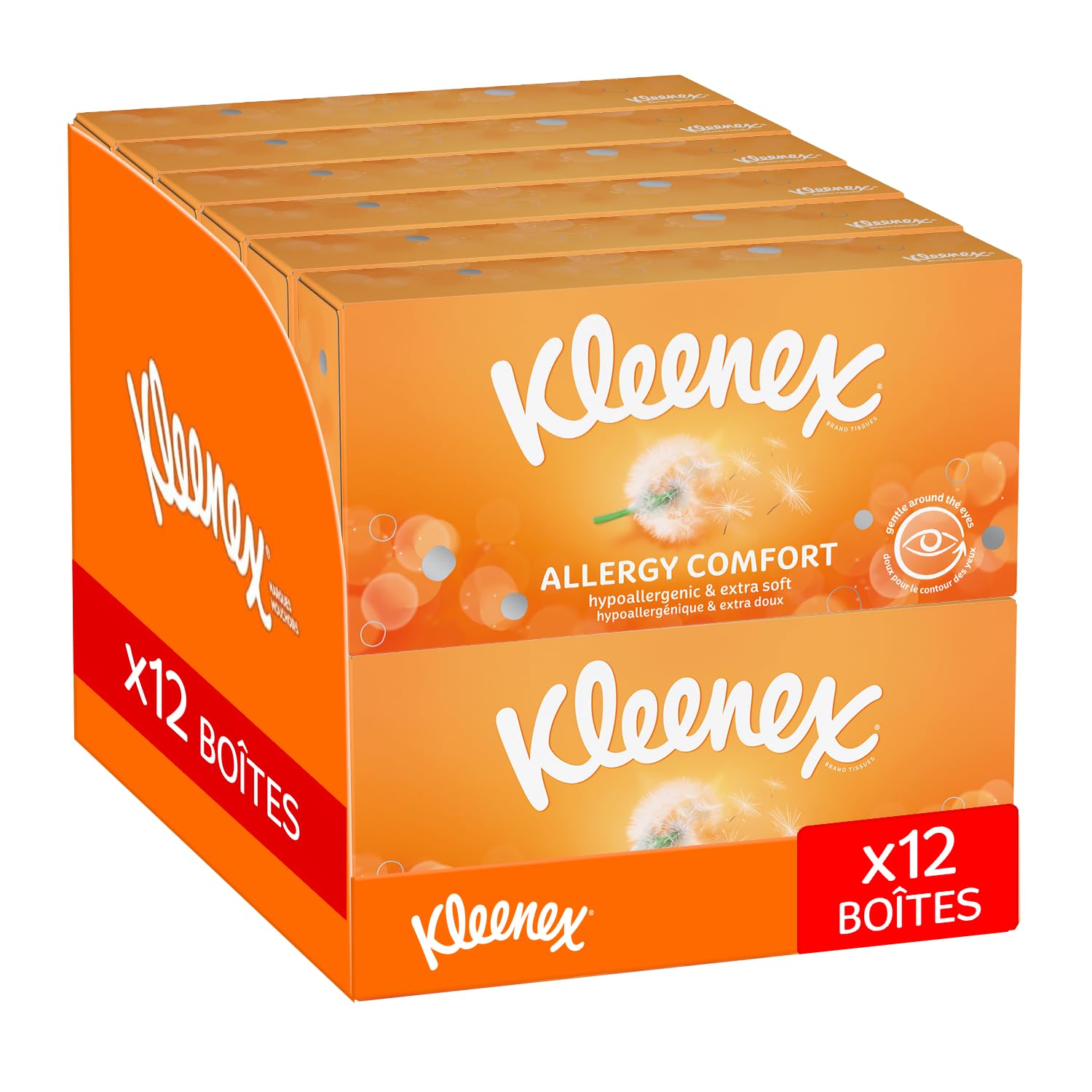 KLEENEX - Mouchoirs boîte Allergy Comfort (12 boîtes de 56 mouchoirs) - apporte un plus grand confort en cas de symptômes d’allergie - Fabriqué en France