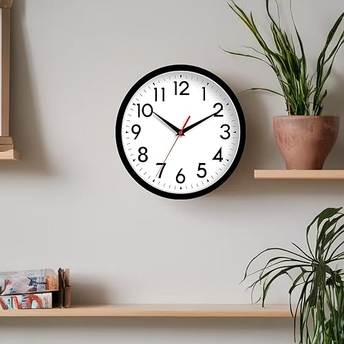 Miniatura 8 de DAXSMY Reloj de pared, reloj analógico de 8 pulgadas, silencioso sin tictac, funciona con pilas, decorativo para cocina, oficina, dormitorio, baño