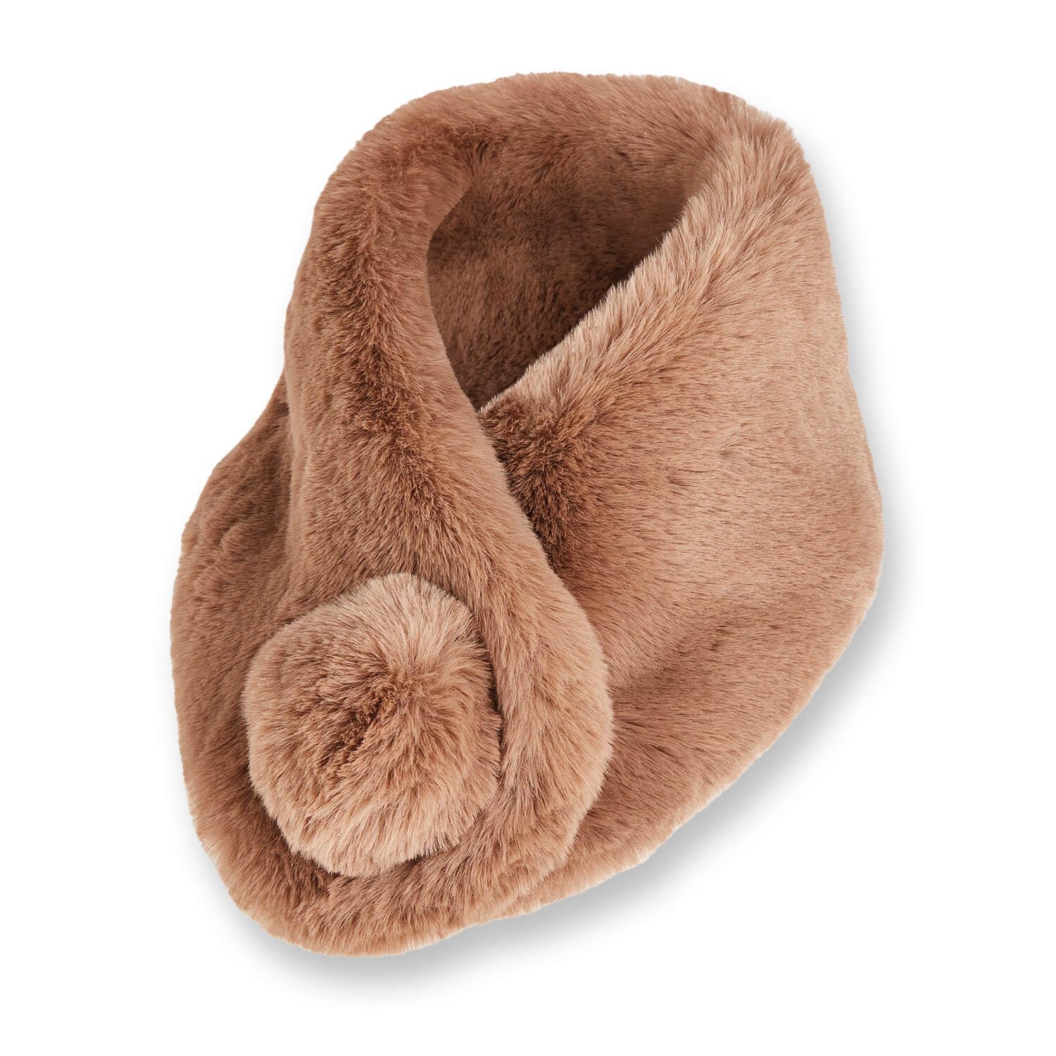 Coopers Of Stortford Brown Faux Fur Bobble Scarf