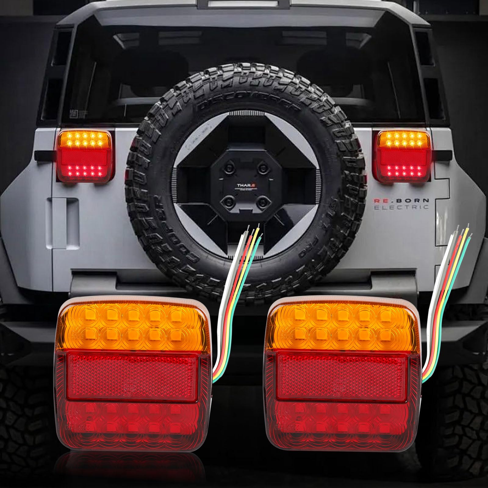 EXLECO 2 X Feux de Remorque LED 12V Feu Arriere Remorque Étanche Feux Arriere Remorque de Lumière Feux Arrière 26 LED Éclairage Remorque LED avec ECE E-Mark LED Feux Remorque pour Camion Tracteur