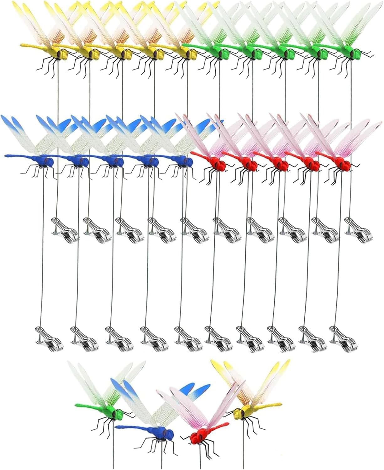 Upgrade 3D Simulation Fake Dragonfly Hat Clip to Keep Insects Away, 2026 New Plastic Dragonfly Hummingbird Stakes with Sticks, Metal Garden Stakes Decorative Yard Ornaments Hat Golf Moving (16)