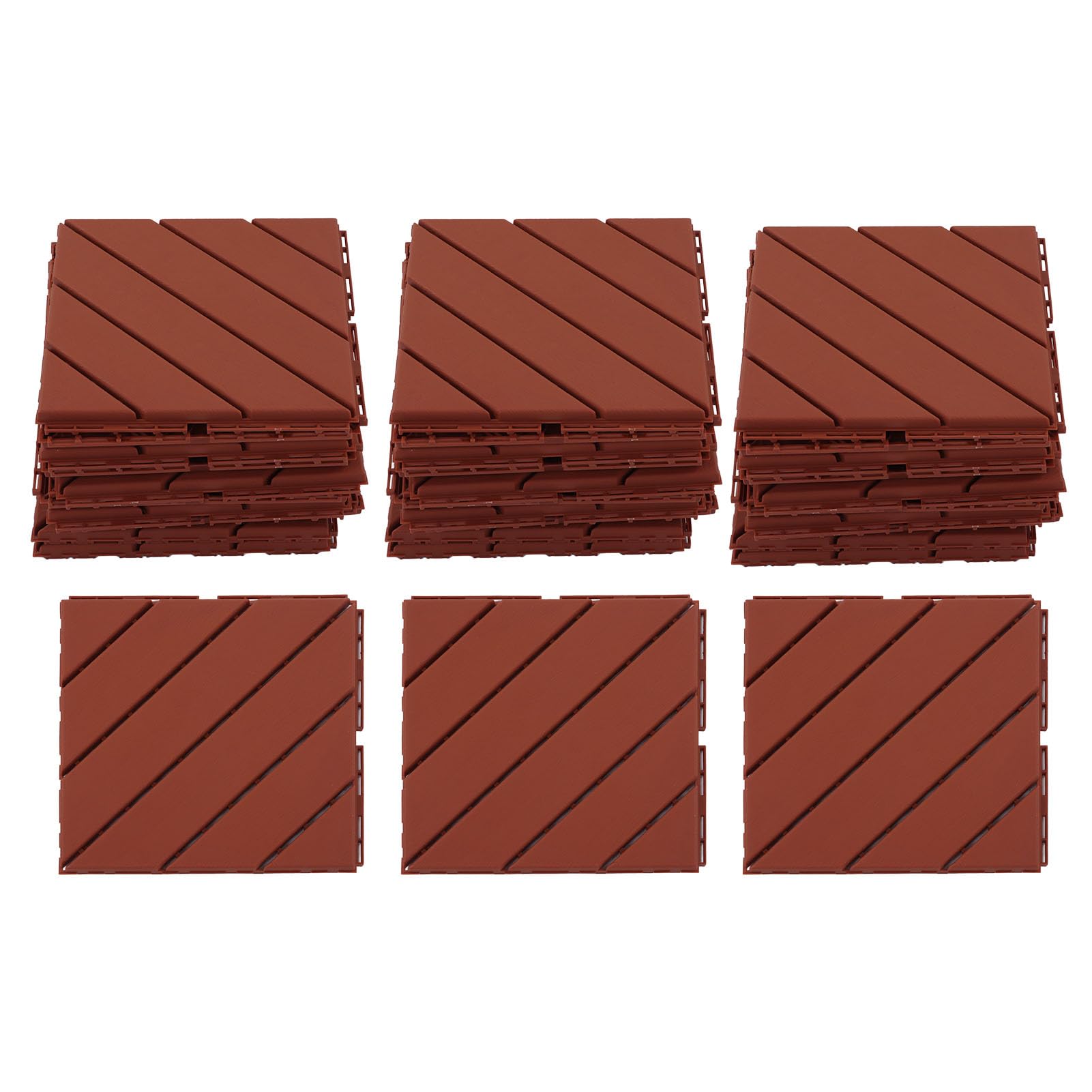 Azulejos de plataforma de plástico a prueba de agua Fuerte fuerte duradero para exteriores para el jardín de la cubierta de patio junto a la piscina 30 PC Material PP 300x300x20 mm (Marrón)