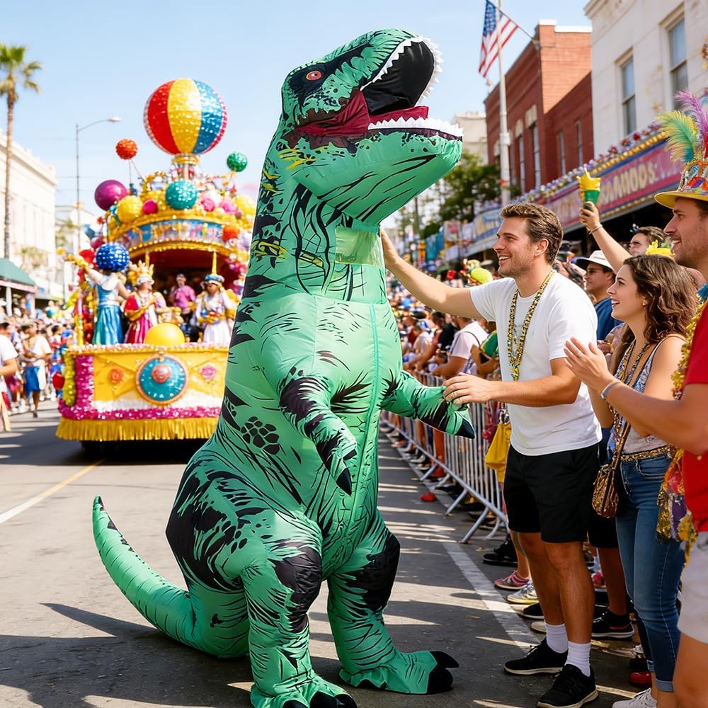 Inflatable Dinosaur Costume for Adult, Funny T-Rex Blow up Suit for Party Cosplay, Dinosaur Outfit, Halloween, Gift