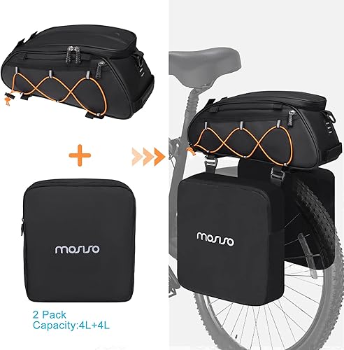 Miniatura 2 de MOSISO Bolsa para Portabicicletas con 2 Alforjas Extraíbles, Bolsa de Mano Refrigeradora Impermeable para Maletero de Bicicleta con Almacenamiento