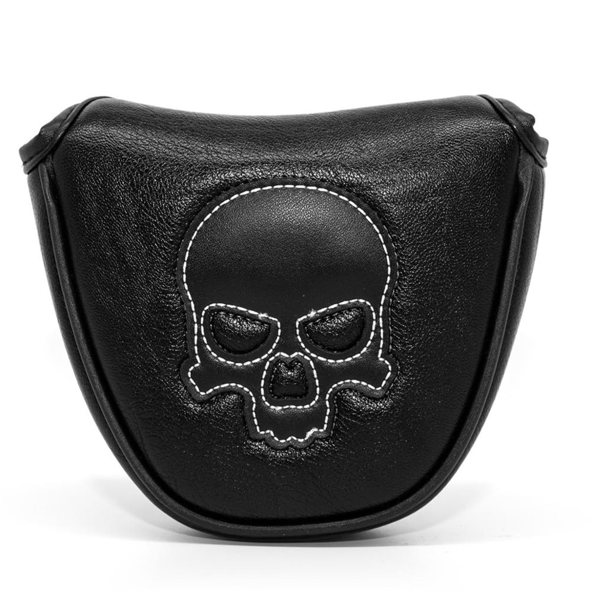 Premium White Stitch Skull Design Golf Mallet Putter Cover Magnetic Closure Heel Shaft Golf Headcover