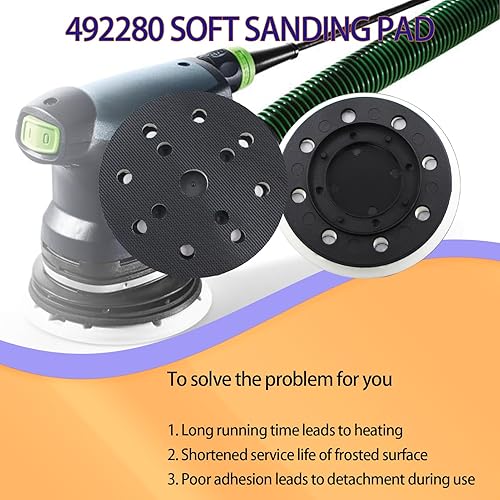 Miniatura 6 de Actualización 2024 492280 ETS 125 Eq Jetstream - Almohadilla de lijado de repuesto suave, 5 pulgadas, 8 agujeros, compatible con festool ES 125,