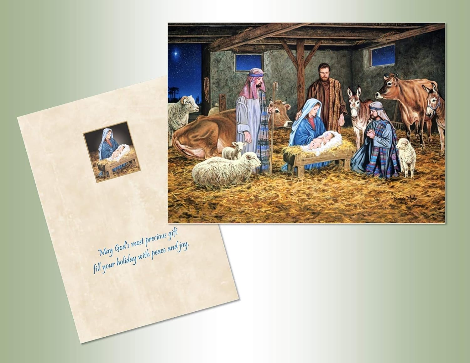 Performing Arts Premium Holy Family Centerpiece Christmas Holiday Cards - 6 X 8 Inches Inside Pack of 16 Religious Greeting Card Boxed Set With Envelopes - Classical Art Work Made In USA