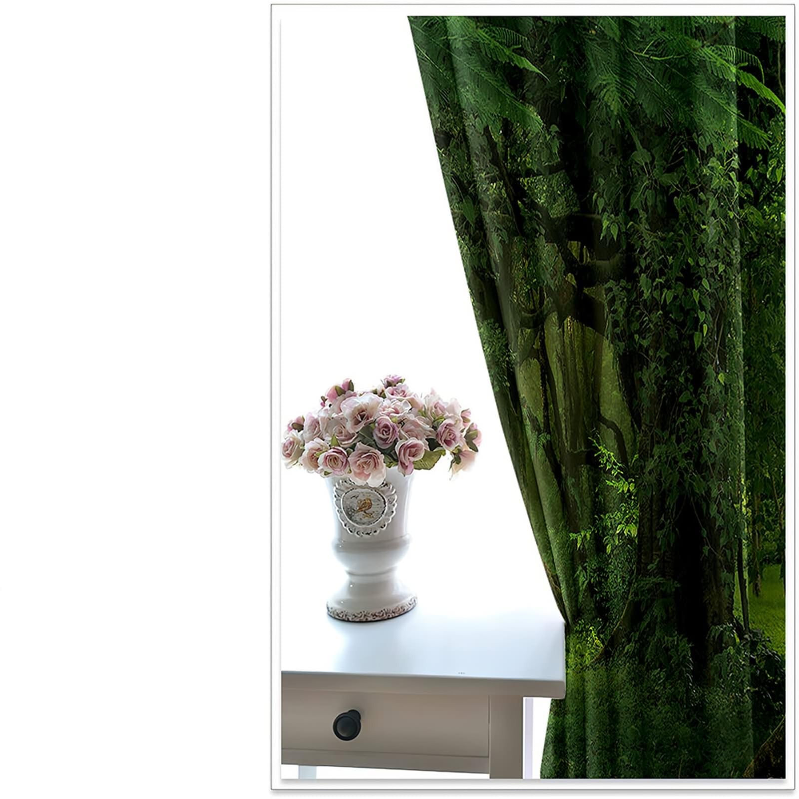 Gualiy Rideau Opaque Occultant, Rideaux Salon Moderne Forêt Vert Rideaux à Oeillets Lot de 2 107x214cm