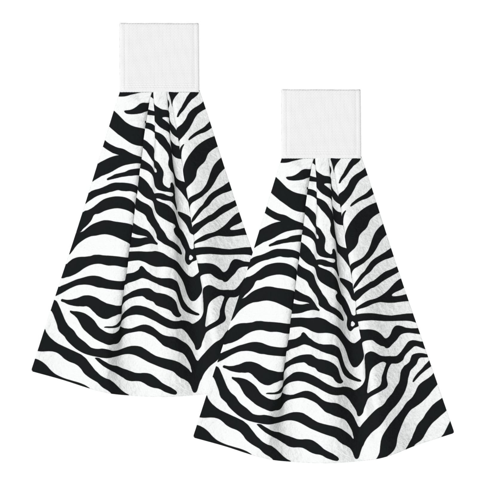 DOPKLNA Zebras Print, 2 Pcs Hanging Coral Fiber Hand Towels for Bathroom, Absorbent Kitchen Towels