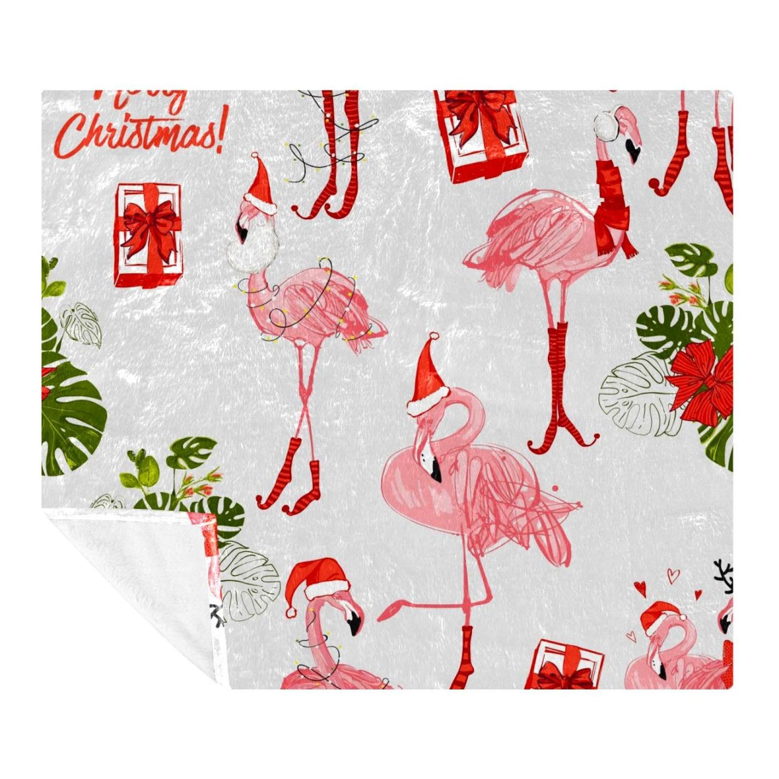 Couverture polaire microfibre légère anti-froid 150x130 motif flamants roses