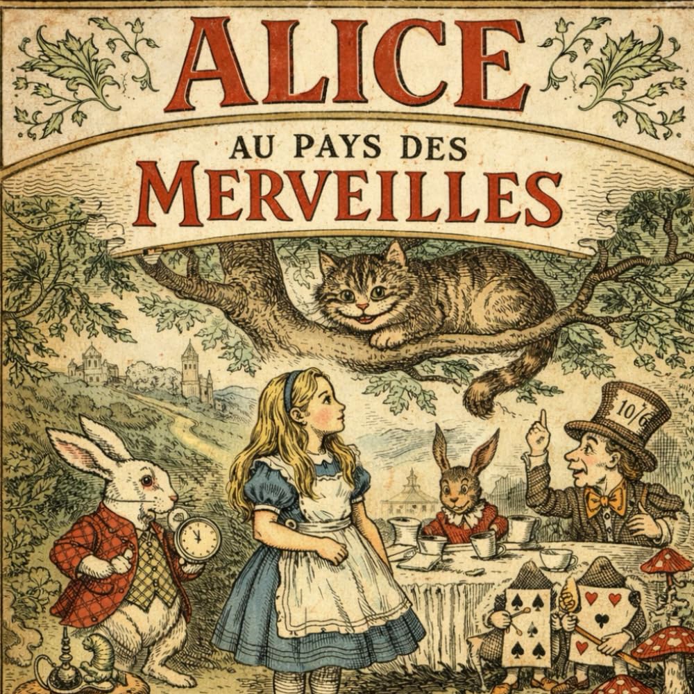 Livre Alice au pays des merveilles illustrés avec des image en couleur authentique, l'histoire est adaptée au petit comme au grand.