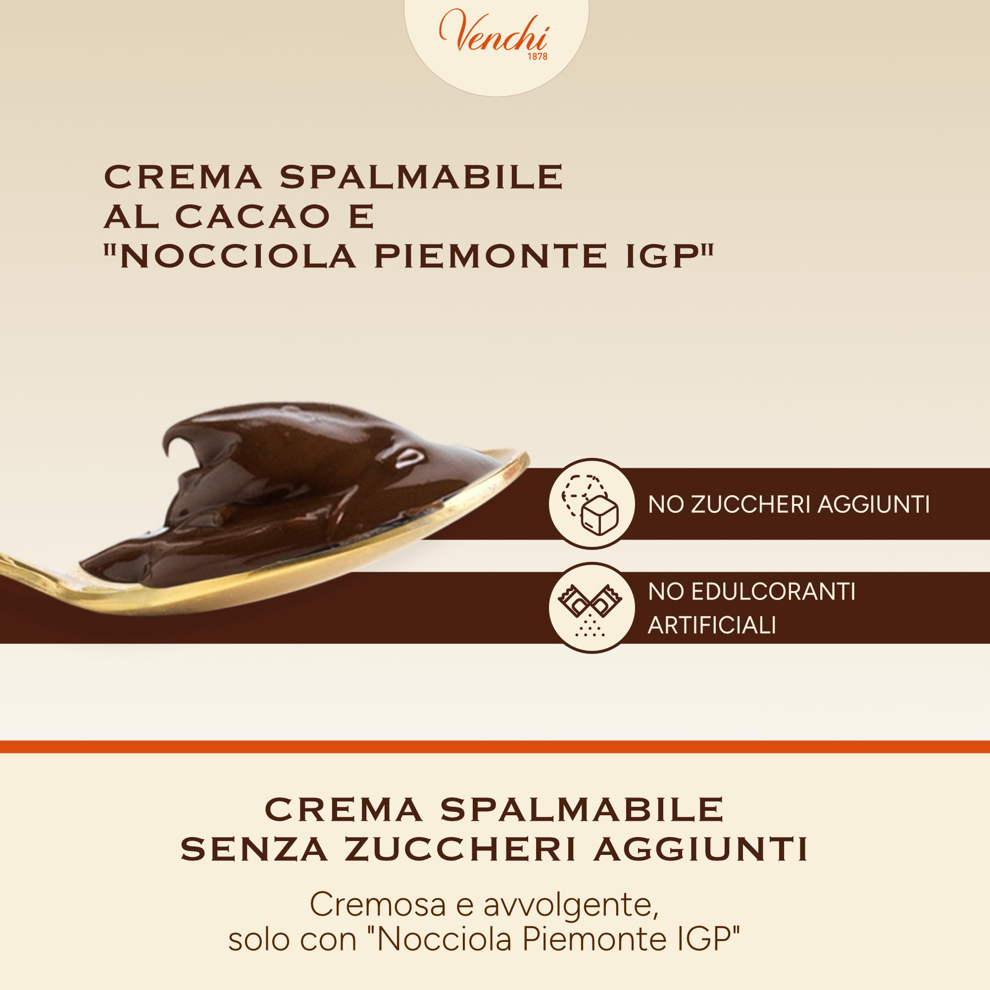 Venchi - Crema Spalmabile Cacao e Nocciola NO Zuccheri Aggiunti, 200 g - NO Edulcoranti Artificiali - Con "Nocciola Piemonte IGP" - Senza Glutine - 3