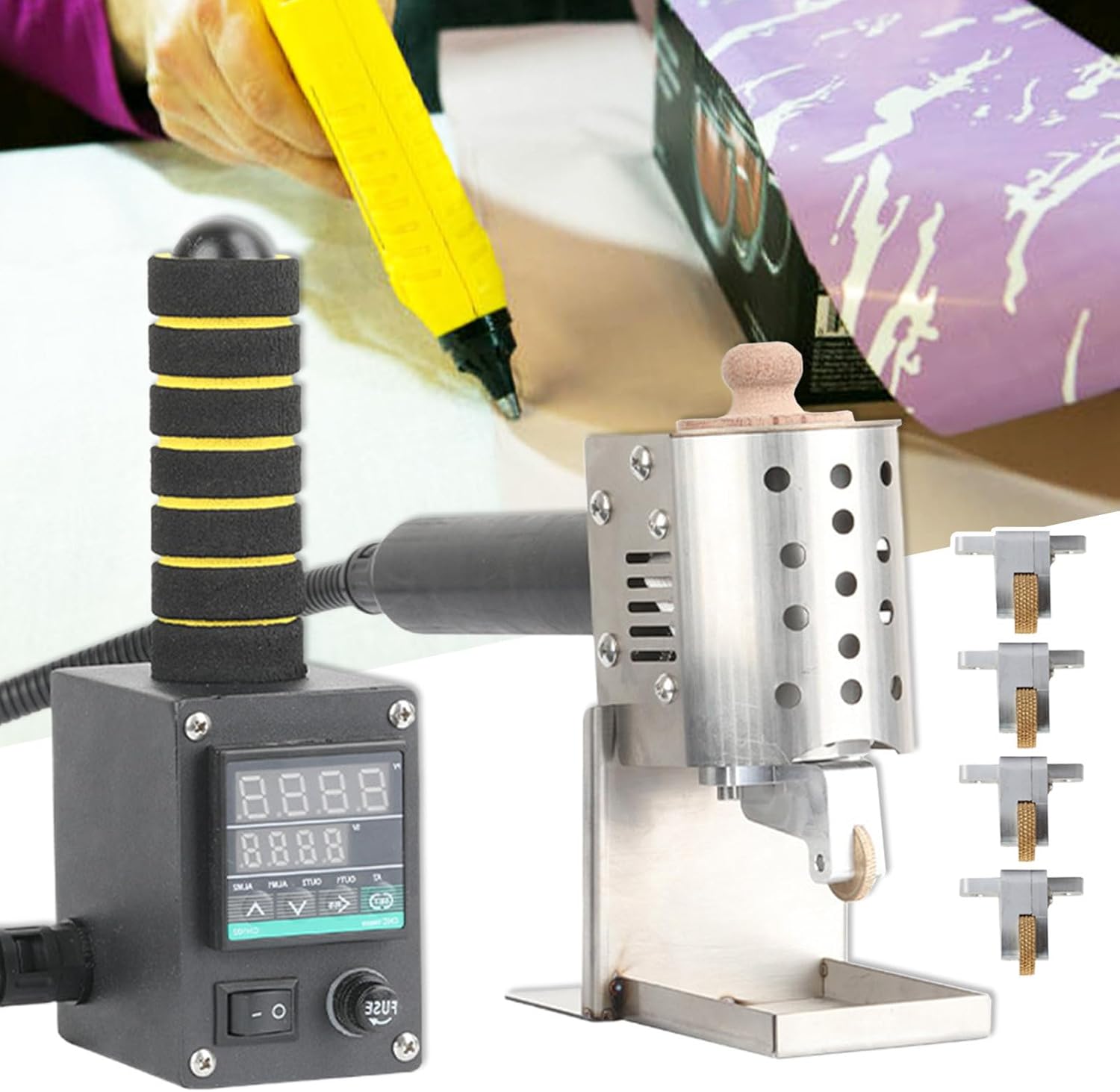 Handheld Hot Melt Glue Dispenser,Commercial adhesives heating Machine with Digital Display - Temperature Controllable 50-220℃/Optional (50ml)