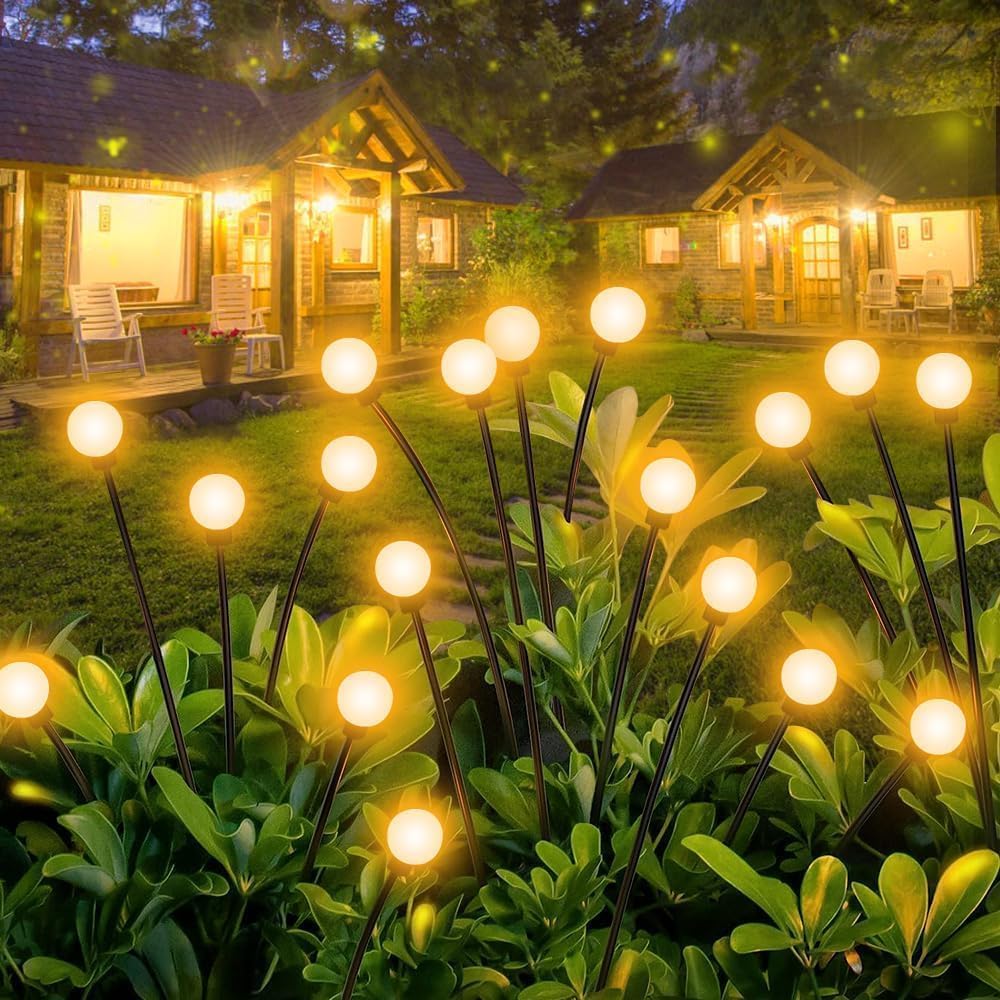 Solar Garden Lights - New Upgraded Solar Swaying Light Outdoor Waterproof - Birthday Gifts for Women Mom Grandma, Solar Lights Firefly Lights for Patio Pathway Yard Decor(6 Pack-48Led)