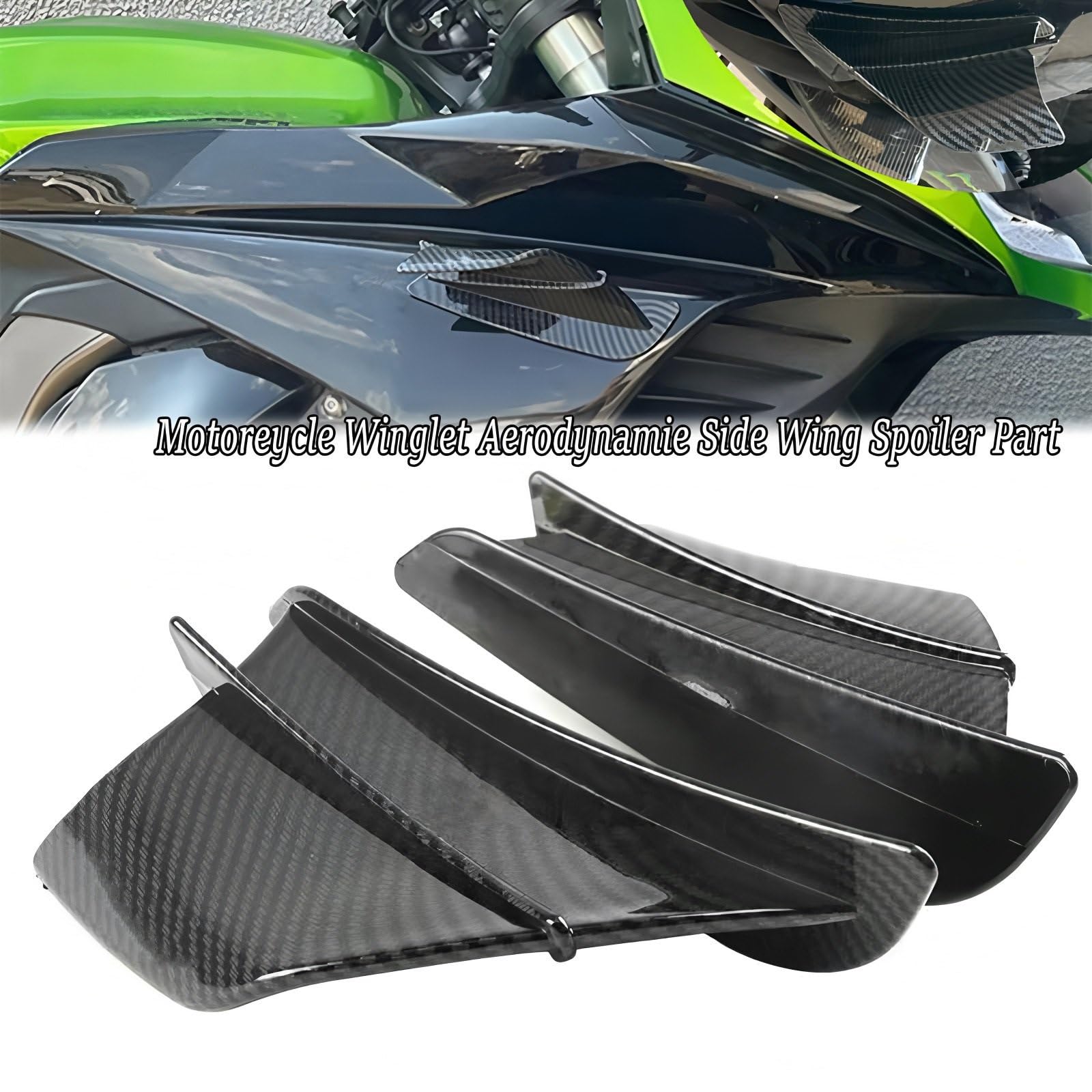 Front Bumper Splitter dachowy Pasuje do Kawasaki Ninja 250 300 400 500 650 ZX6R ZX-25R ZX6RR ZX-6 ZX10R ZX1400 ZX14R Winglet Aerodynamiczny Spoiler
