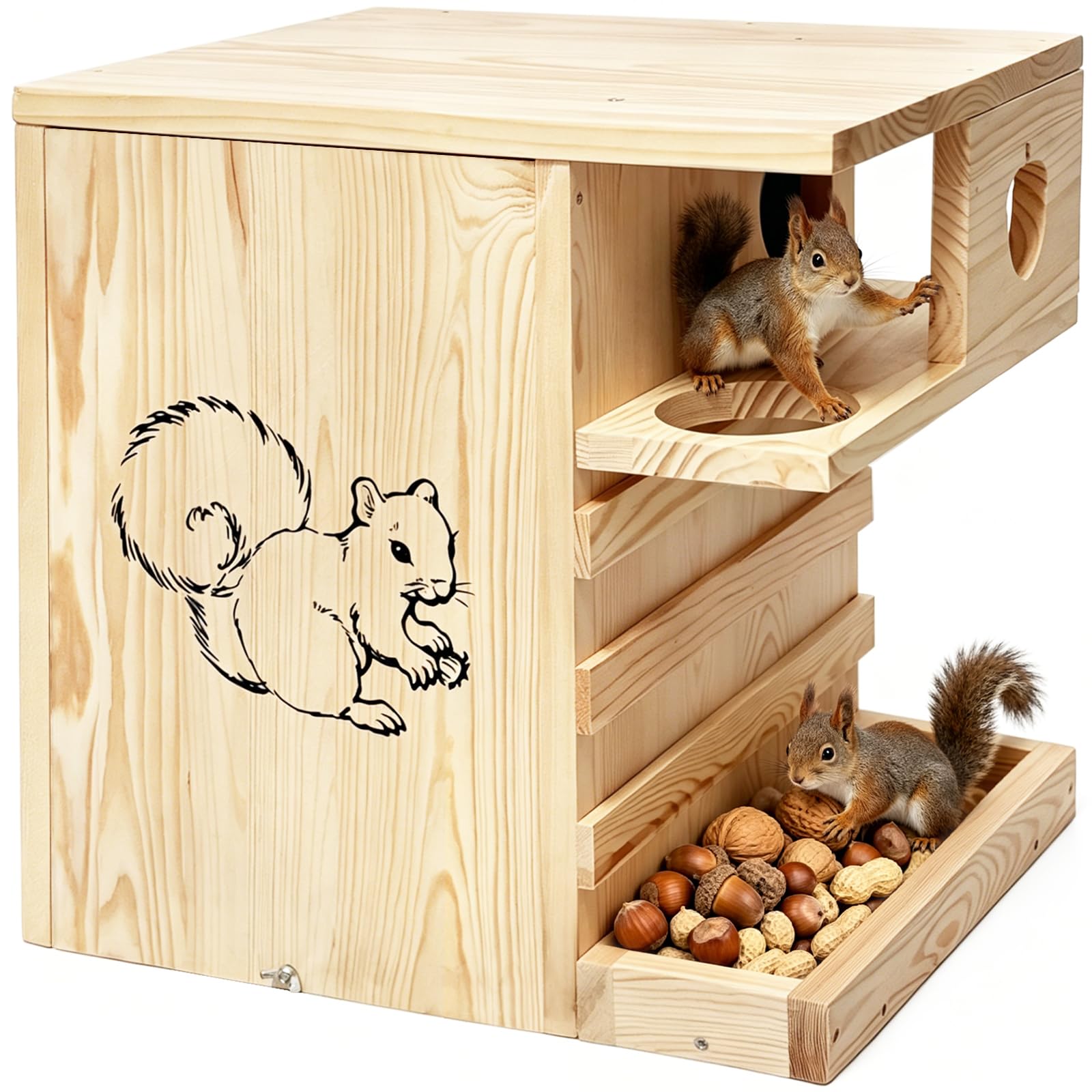 Extra großes Eichhörnchenhaus aus Holz für den Außenbereich – Premium-Holz-Eichhörnchen-Nistkasten, Eichhörnchenkästen für draußen, Unterschlupf, Zucht, Wohnheim, Eichhörnchenhäuser, Eulenhaus