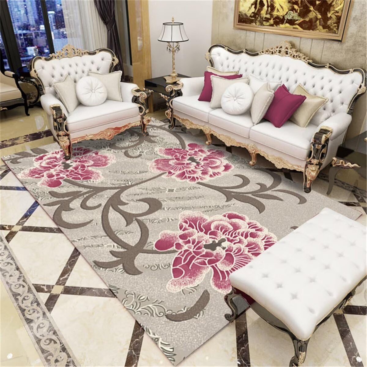 Tapis extérieur terrasse salon grand format 180x250 gris résistant
