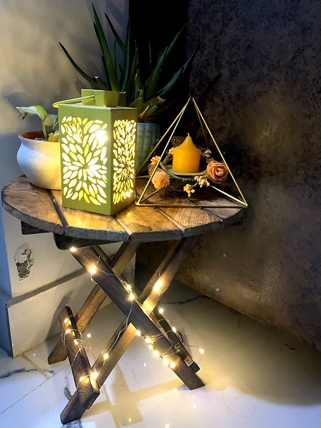 QEY Beautiful Antique Wooden Handmade Foldable Plant Stand Side Table Stool For Garden Balcony Living Room Furniture Flower Pot Table (B0BC9FG9XF) Amazon Price History, Amazon Price Tracker
