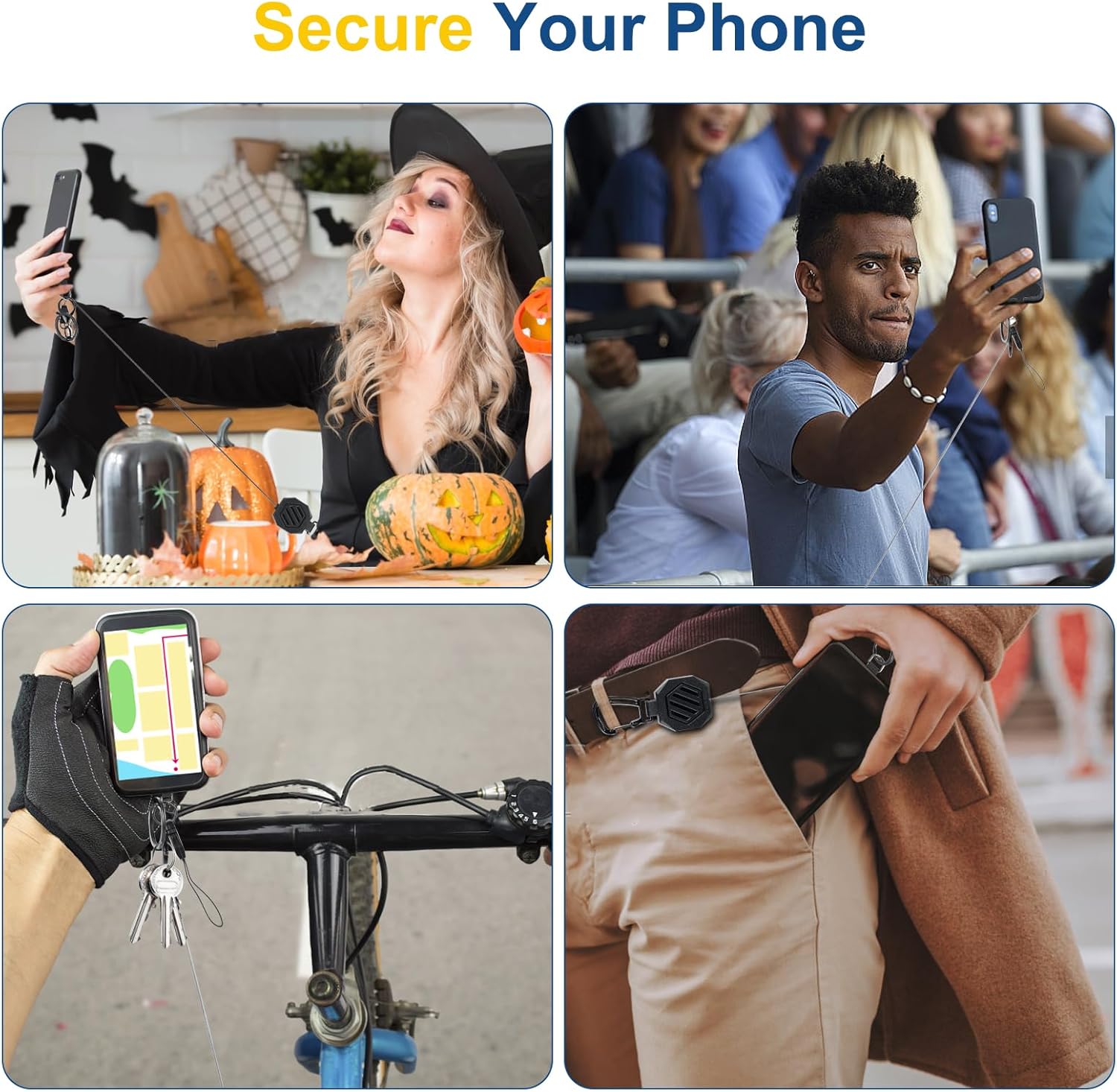 DELSWIN Heavy Duty Retractable Keychain, Badge Holder Retractable Clip, Badge Reel with 31”Steel Cord, Key Ring, Lobster Claw Clasp and Phone Tethers (2 Pack) - Image 5