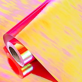 LeZakaa Orange Red Wrapping Paper Roll - Holographic Iridescent Wrapping Paper for Birthday, Chritsmas, Holiday - 17 inches x 32.8 Feet (47.23 sq.ft.)