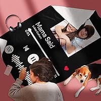 Vista 2 de Manta personalizada con escaneo de imágenes, código de Spotify, foto negra, manta de forro polar personalizada, manta suave, diseño de tu propia