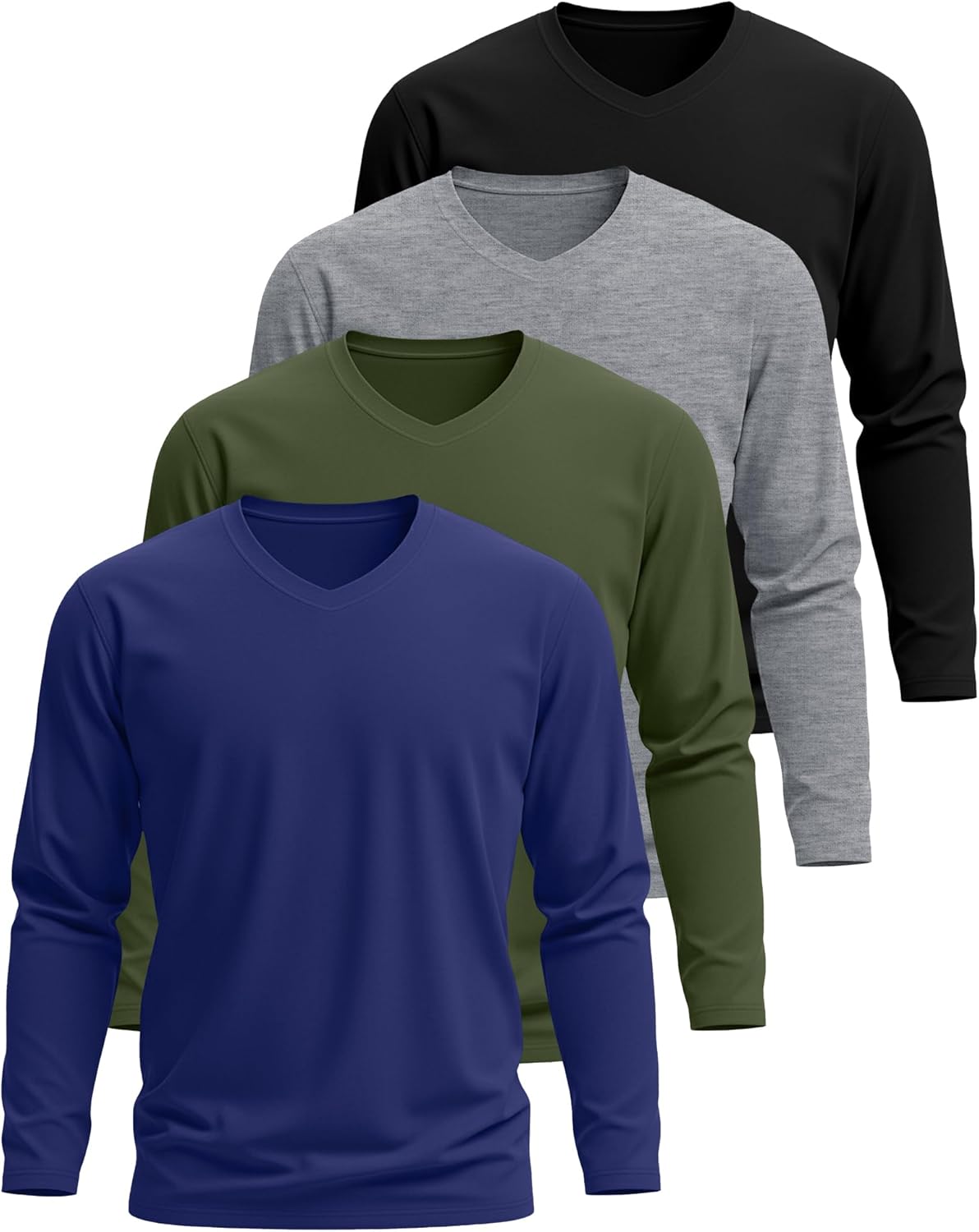 4 Pack Men's Big and Tall Thermal Shirts Fleece V Neck Long Sleeve Underwear Loose Fit Winter Warm Tops - Image 3