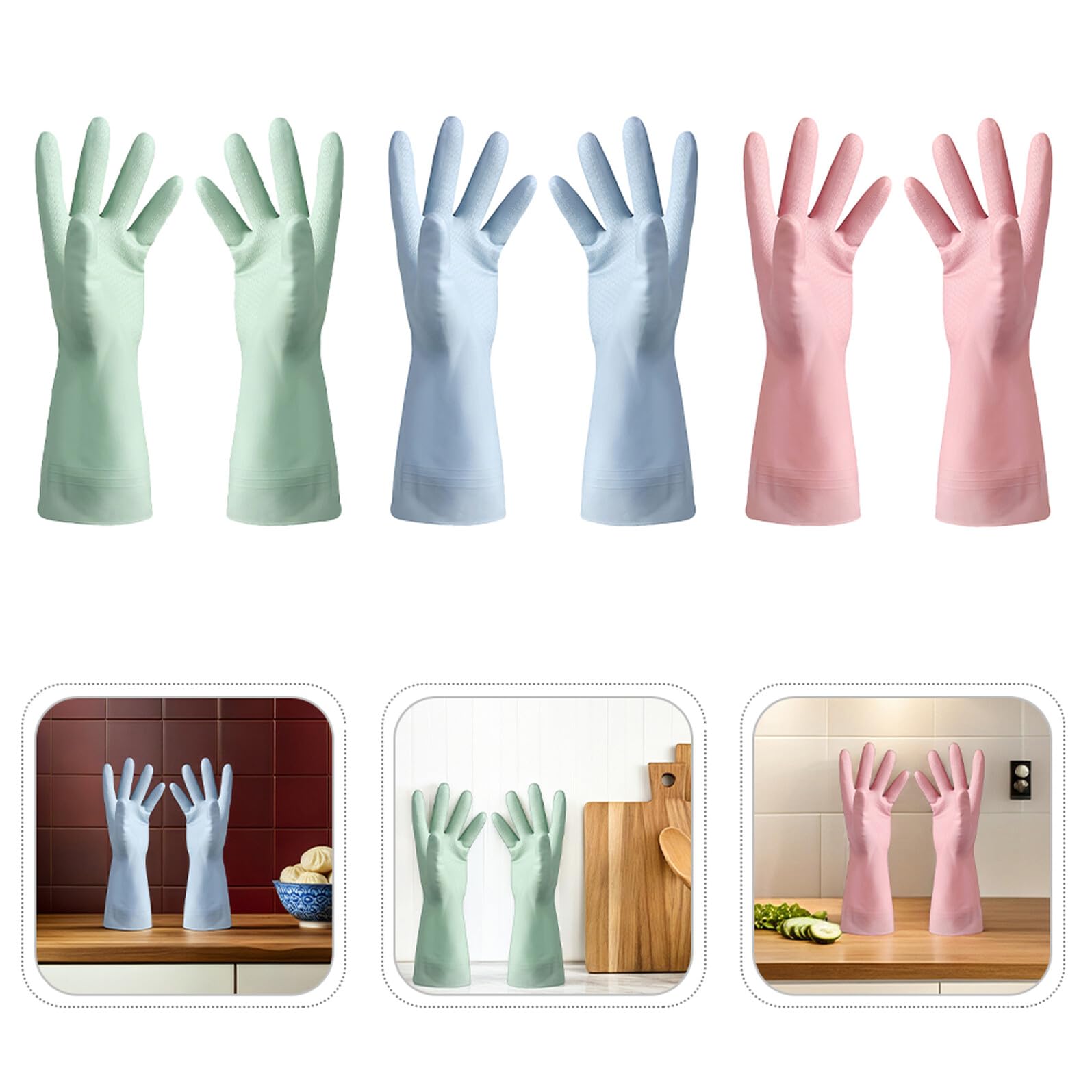 POPETPOP 6paia Guanti da Cucina in Pvc Impermeabili e Antiscivolo Pervare i Piatti Riutilizzabili per Casa Bucato e Pulizia Domestica