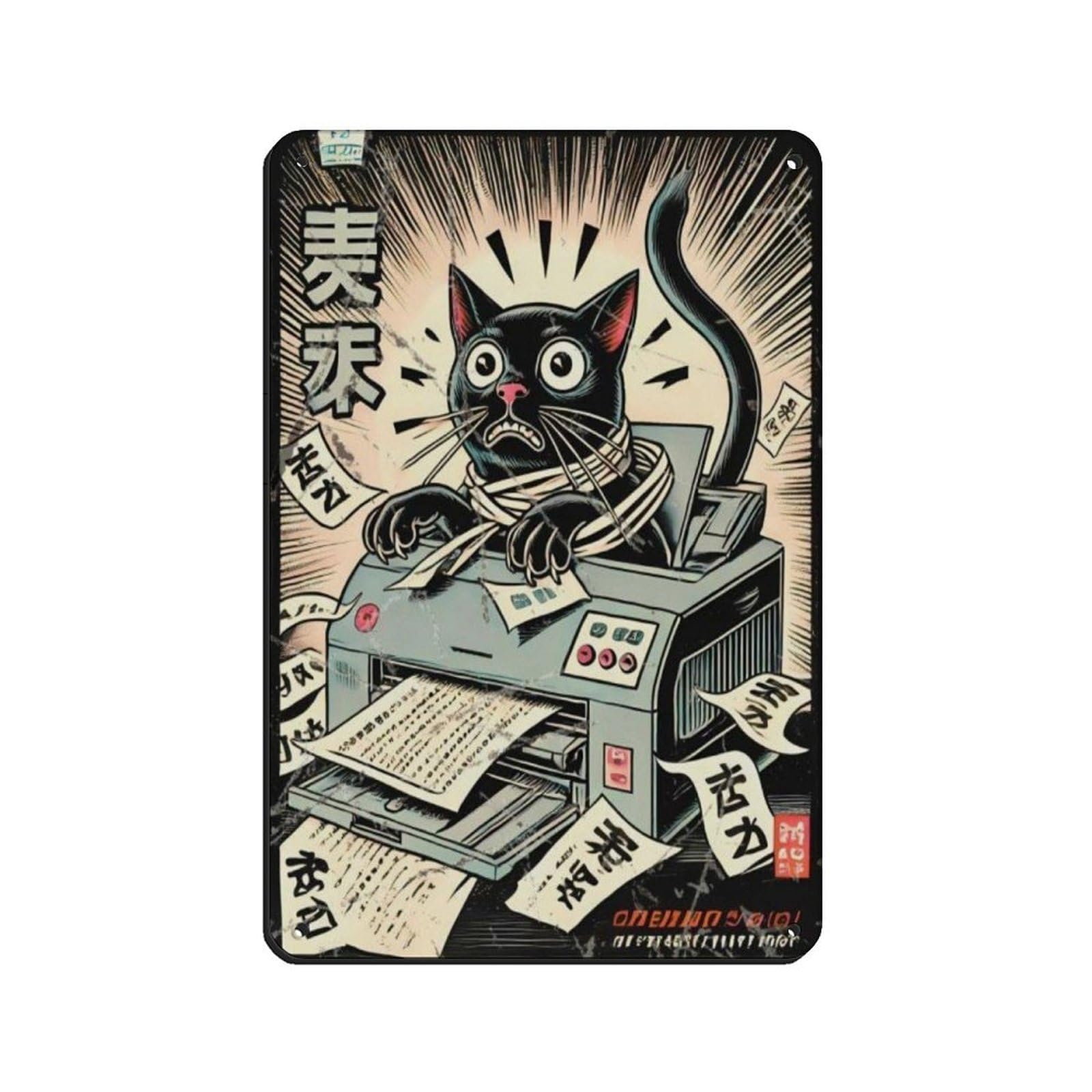 Lxwnze 20L X 30W Cm Funny Cat Retro Artposter Tin Sign Vintage Metal Pub Club Cafe Bar Home Wall Art Decoration Poster Retro 8X12inch(20X30cm)