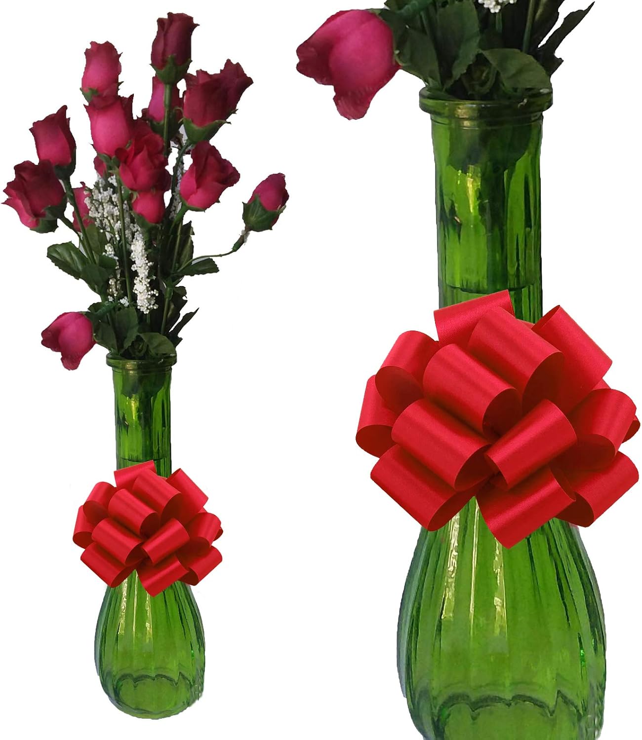 Red Christmas Gift Pull Bows - 5" Wide, Set of 10, Valentine's Day, Gift Bows, Wreath, Swag, Garland, Gift Basket, Presents, Birthday, Fundraiser, Decoration : Health & Household