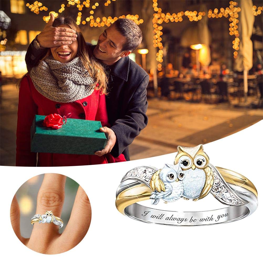 Bague hibou incrustée de diamants pour la fête des mères, pour fille, pour maman