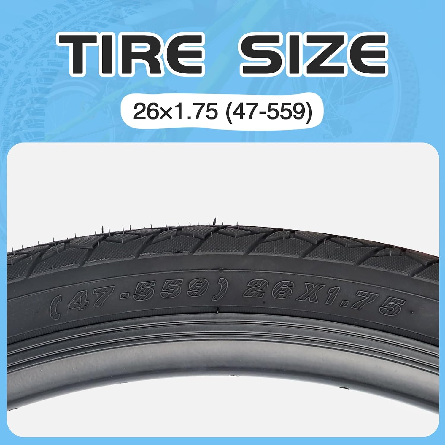 MEGHNA Bike Tire 26 inch Foldable Replacement 26 x 1.75 inch 47-559mm Cruiser Bike Tire Mountain Bike Grooves Anti-Slip Surface with Tire Levers for Commuter Bike Folding Bike, 26 x 1.75 inch - 1 Pack