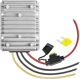 DC 48V Step Down to DC 12V 30A Voltage Converter with Fuse Step Down Regulator Buck Reducer Power Converter Waterproof Transformer for Golf Cart (48V to 12V 30A)