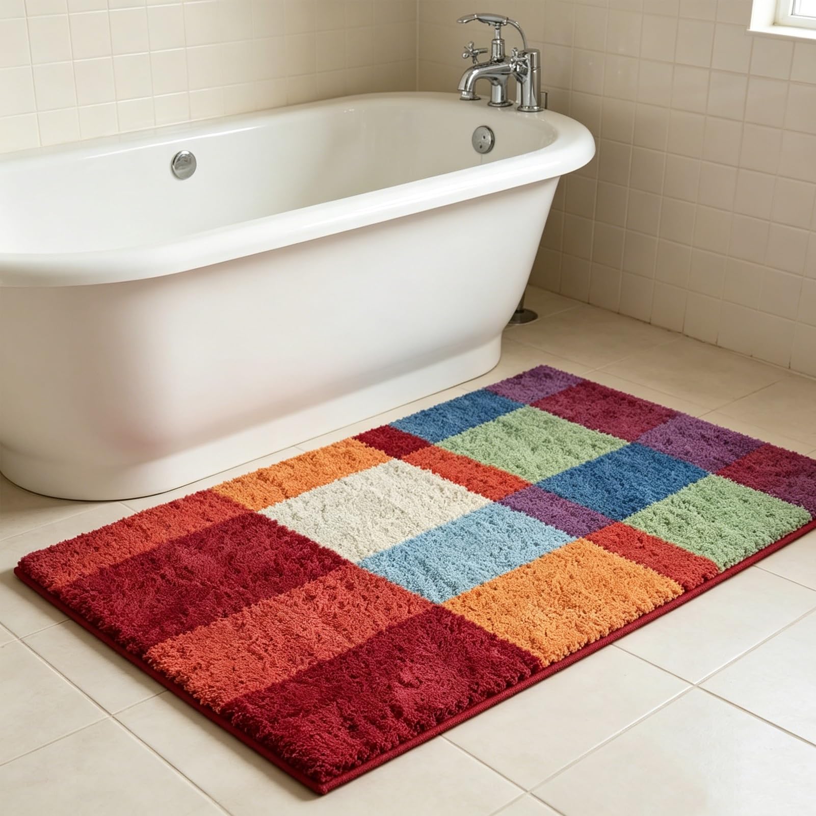 Tapis de bain coloré et moelleux pour égayer votre routine