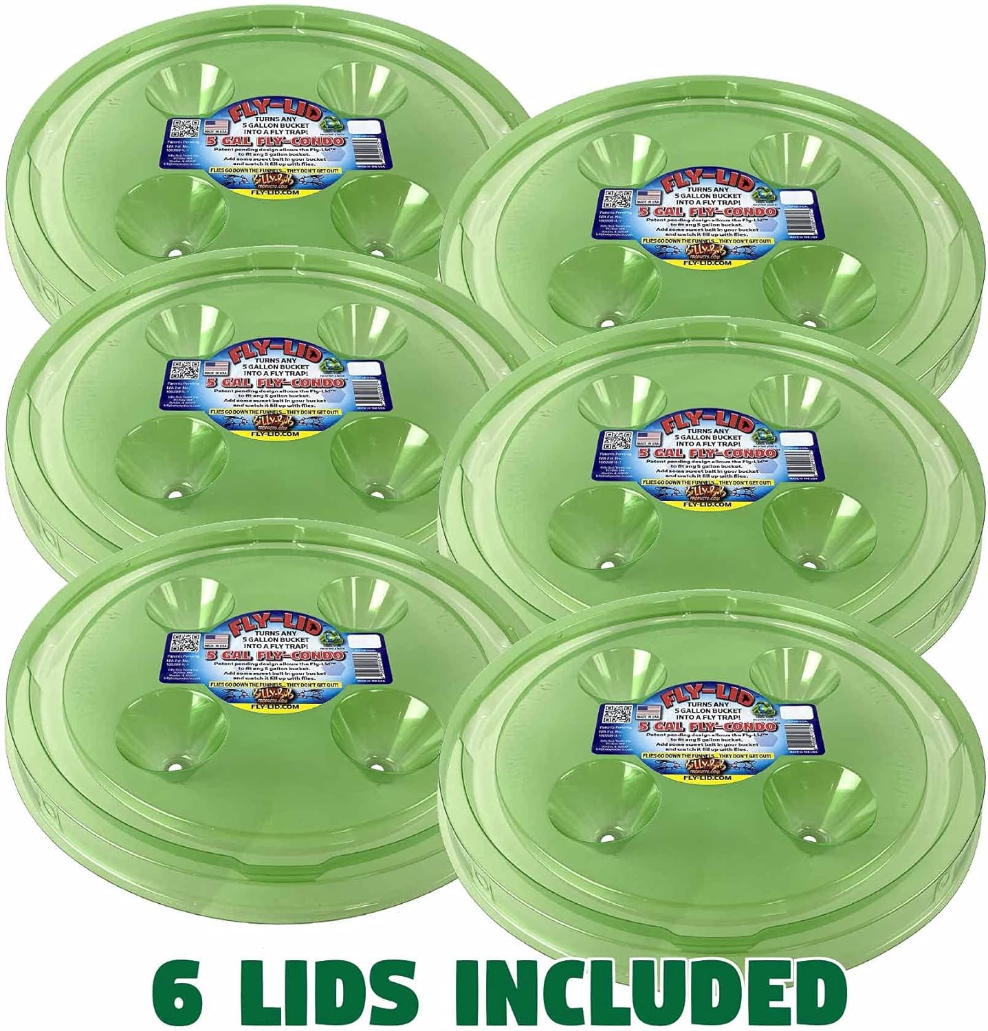 Billy-Bob Fly-Lid 5 Gallon Bucket Fly Lid (6 Pack) Turn Any 5 Gallon Bucket into a Fly Trap!