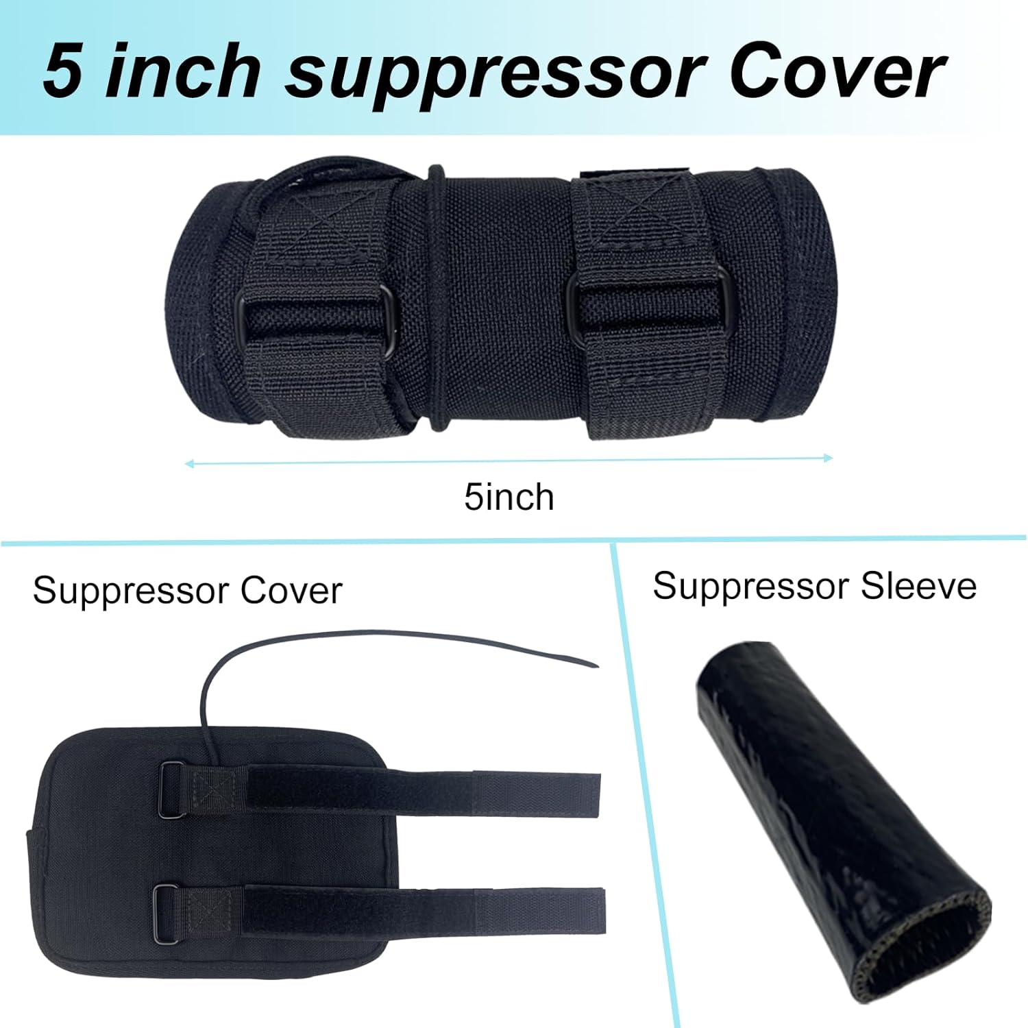5" Heat Resistant Suppressor Cover with Microfiber Sleeve for Hunting Rifle Fireproof Suppressor Wrap
