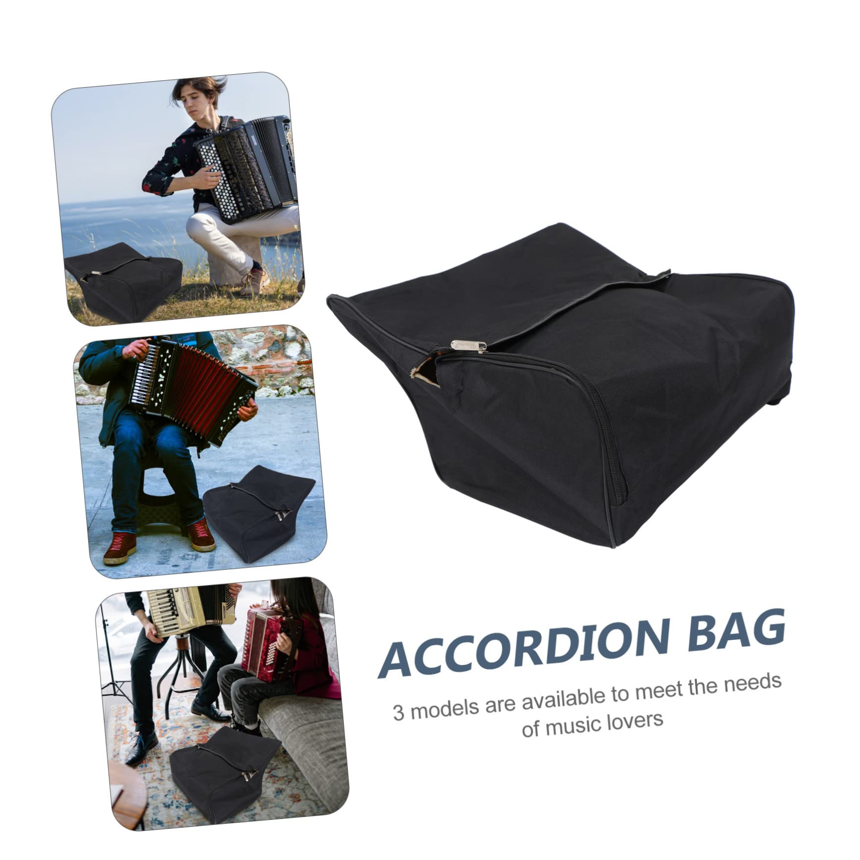 Paquet à Dos Porte-accordéon 60 Basses Noir en Textile Résistant Doublure Renforcée, Étui Pratique pour Transport D’accordéon Lors de Concerts, Écoles et Activités Musicales