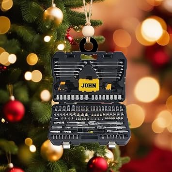 Custom Mechanic Ornament 2025 Personalized Full Tool Kit Christmas Tree Decoration Unique Garage Ornament Gift for Builders, Repairmen, and Auto Lovers