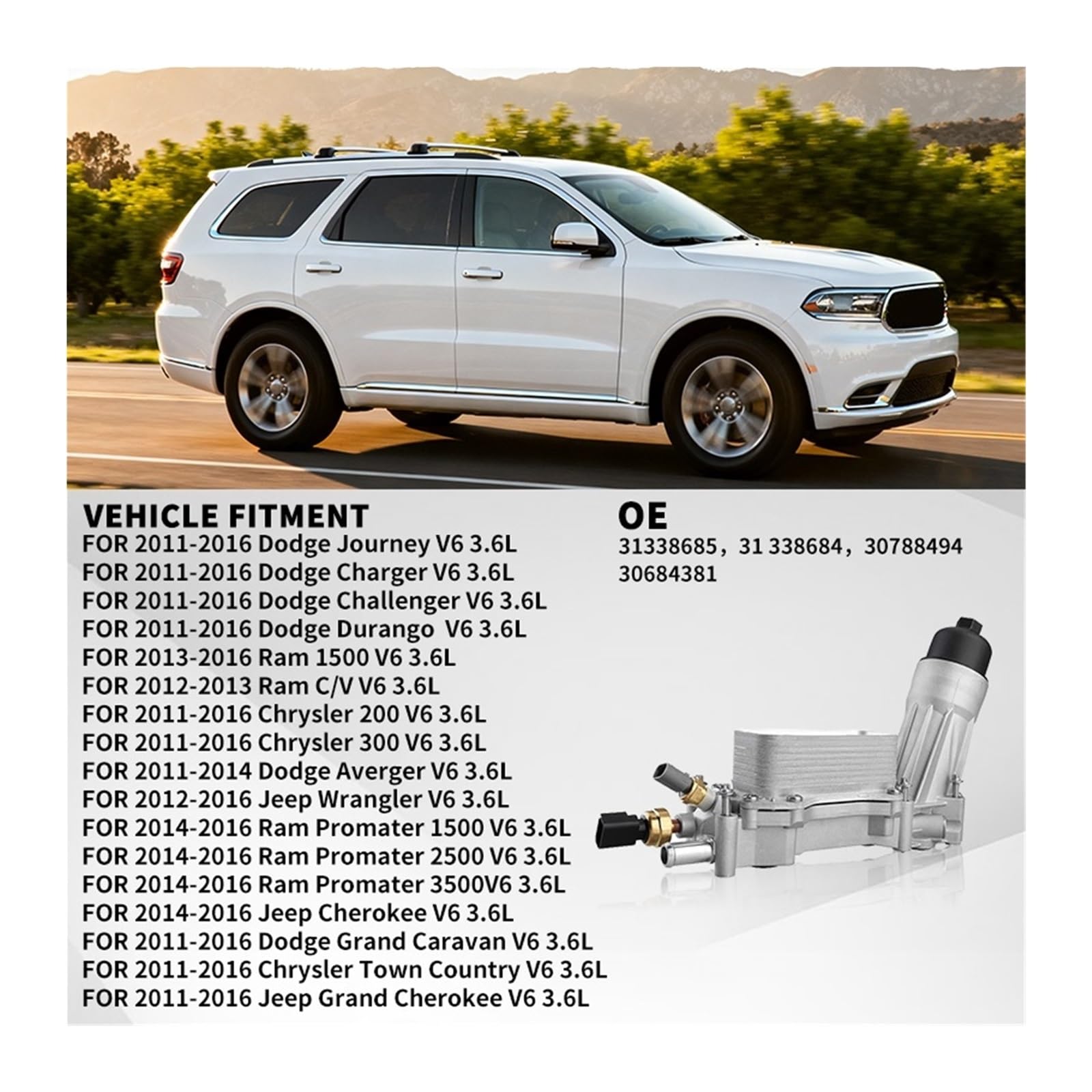 Chłodnica oleju samochodowego Pasuje do Jeep Grand Cherokee pasuje Dodge Charger 926-959 68105583AF aluminiowa obudowa filtra oleju silnikowego chłodnica Płyta chłodząca(Style 2)