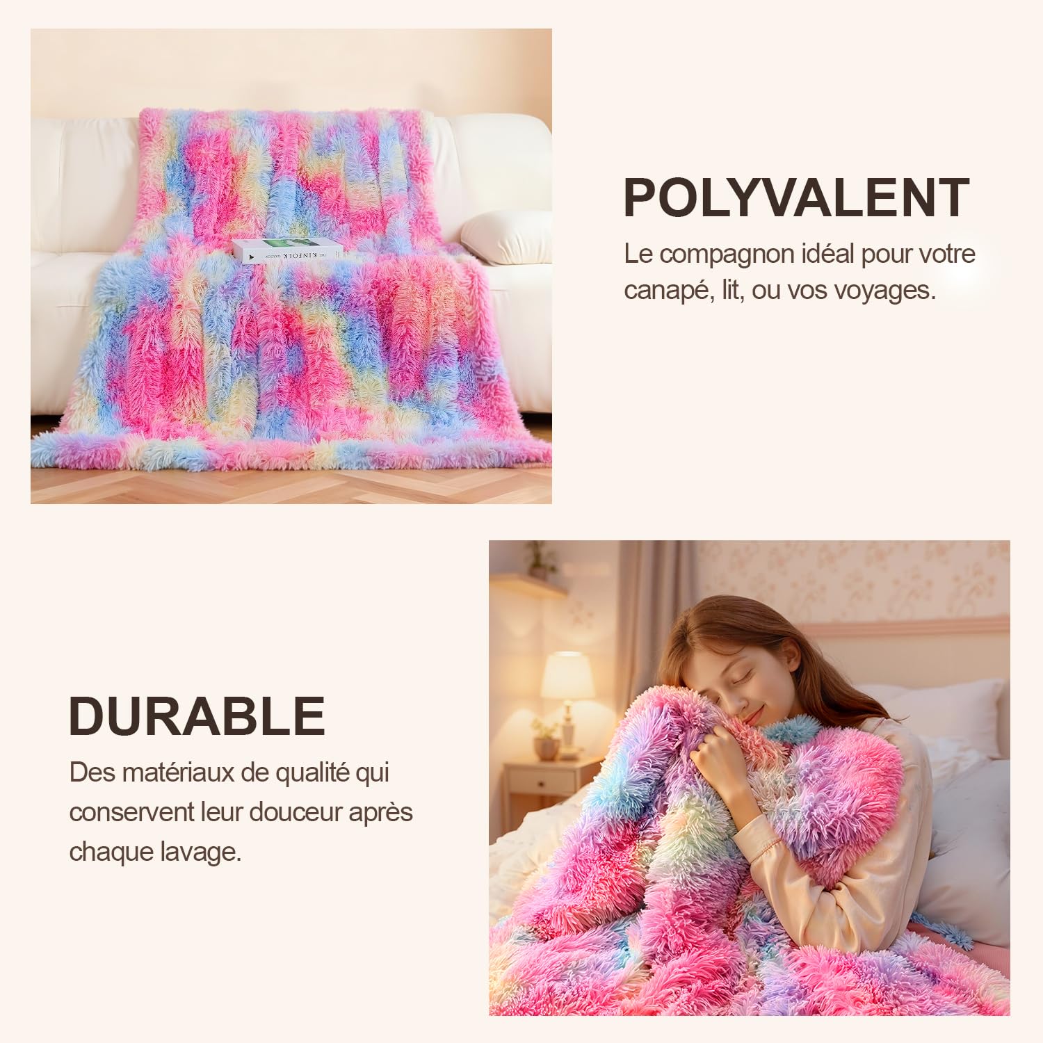 Mello Grande Taille, Couverture Reversible Fourrure 220x240, Plaid Polaire Douillet, Couverture Lavable, Gris