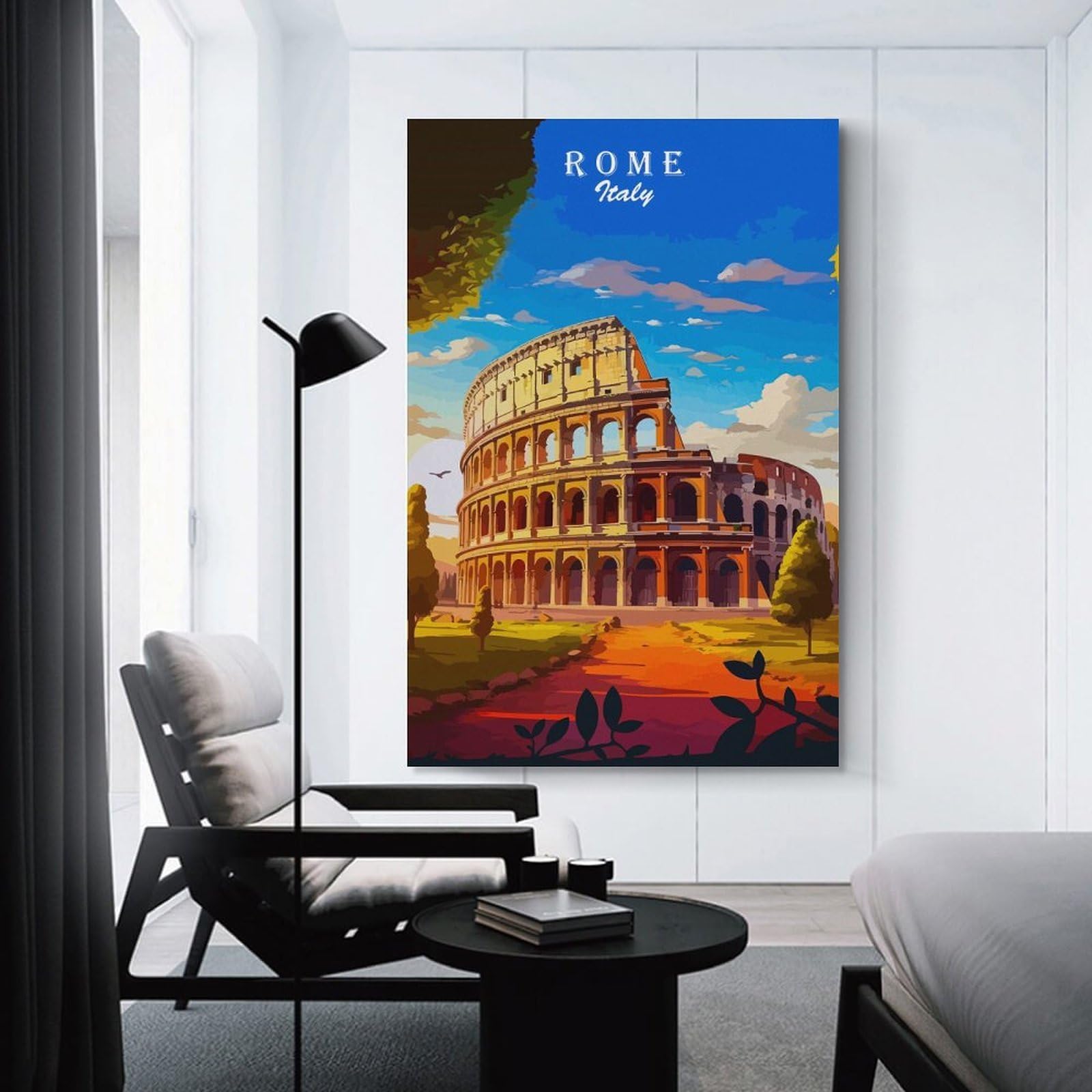Junmoney Rome Italy Colosseum Travel Hanging Wall Art 24x36inch(60x90cm), for Bedroom Walls, Guest Spaces Or Lounges, An Easy Wall Refresh for Bedrooms